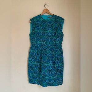 Warehouse Dress retro 60’s mini dress green blue dress
